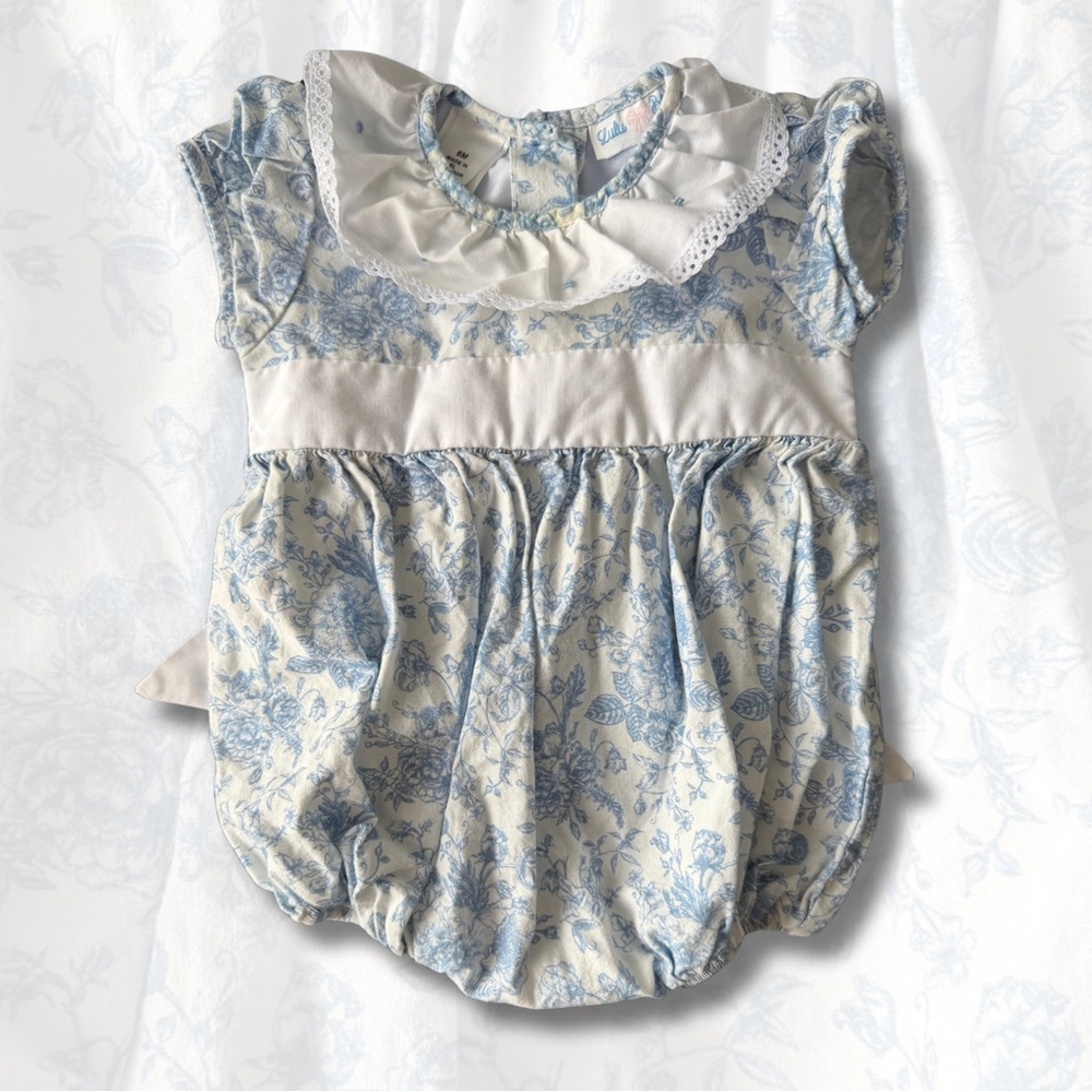 Charming Blue Floral Baby Romper